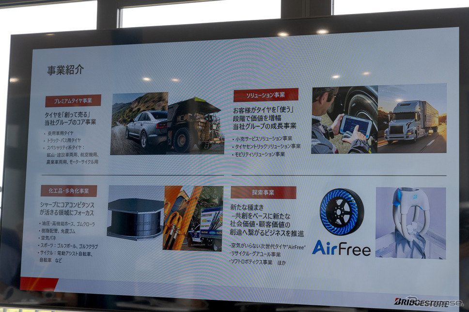 あらためてブリヂストンの事業内容も紹介があった。《写真撮影 関口敬文》