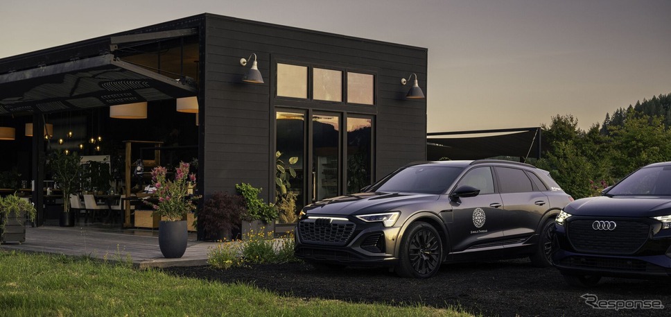 アウディ e-tronと米国カリフォルニア州の「シングルスレッド・ファーム・レストラン・イン」《photo by Audi》