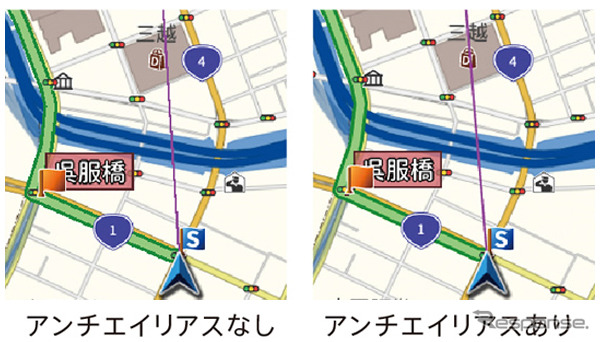 目的地までの線を見やすく表示《写真提供 デンソーテン》