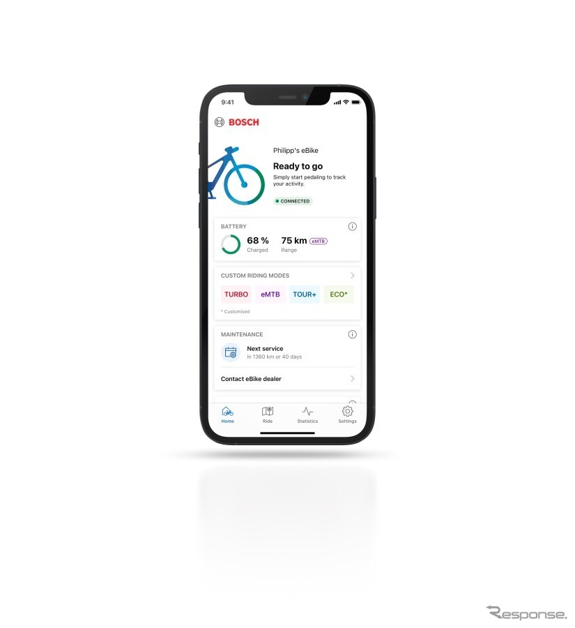 ボッシュ独自表示の「eBike」向けアプリ《photo by Bosch》
