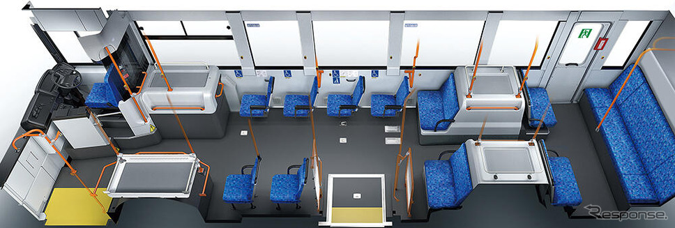 エルガEV:車内フルフラットフロア《画像提供 いすゞ自動車》
