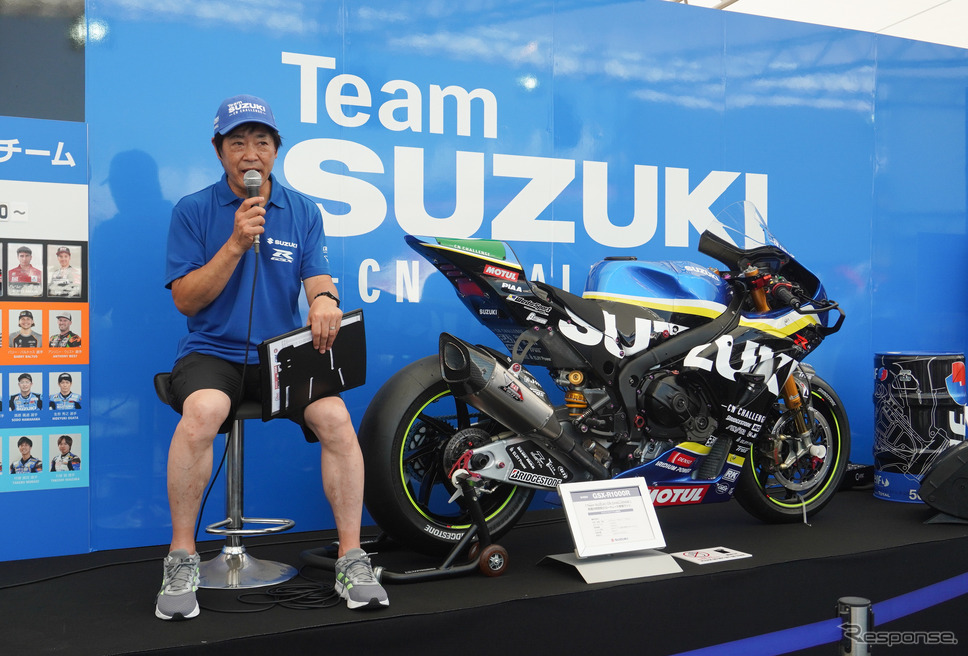 元8耐ライダーの北川圭一氏がスズキブースで今年の8耐の見どころを解説《写真撮影 宮崎壮人》