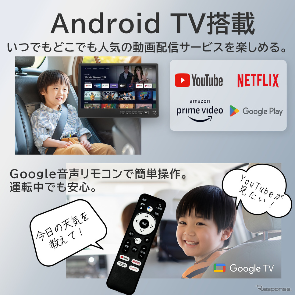 11.6インチ高画質IPSパネル搭載の新型Android TVリアモニター「AN-M011」《画像提供 慶洋エンジニアリング》