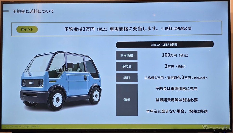 mibotの車両価格は税込み100万円。送料は東京都が4.3万円、広島1万円。《写真撮影 根岸智幸》