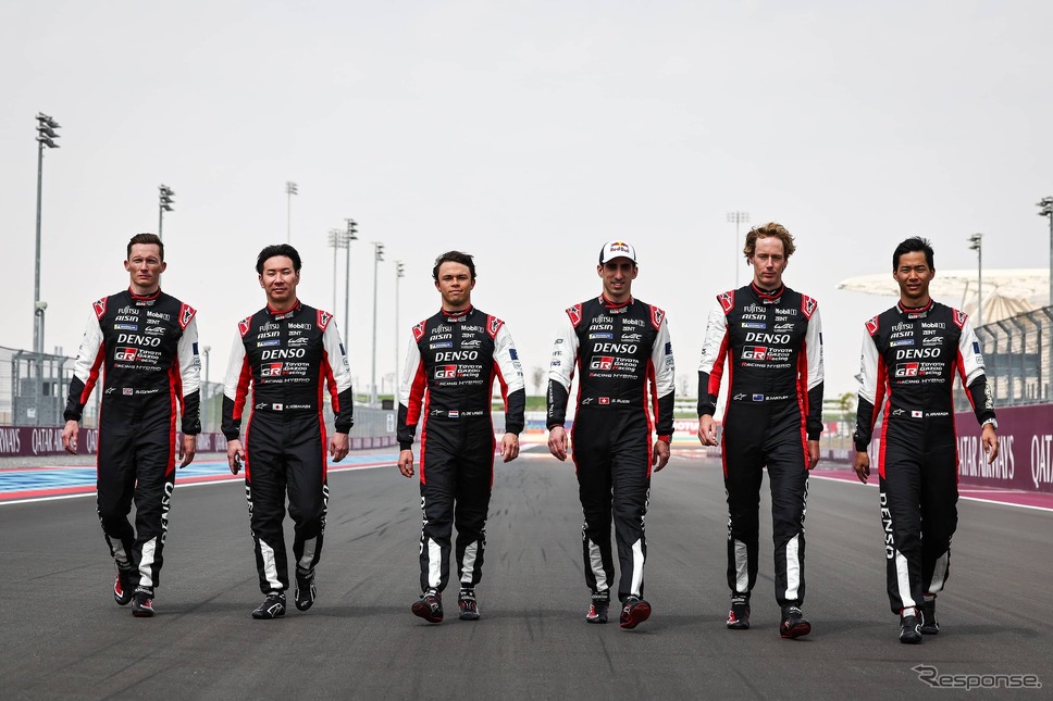 TOYOTA GAZOO Racingのドライバー:(左から)マイク・コンウェイ、小林可夢偉、ニック・デ・フリース、セバスチャン・ブエミ、ブレンドン・ハートレー、平川亮《写真提供 TOYOTA GAZOO Racing》