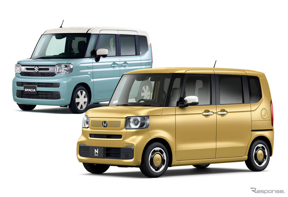 販売1位のホンダ N-BOX(手前)と2位のスズキ スペーシア(奥)《写真提供 ホンダ、スズキ》