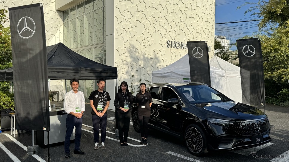 メルセデスブースの展示はEQA。試乗車はEQE AMGだった!《photo by Kazuya Miura》
