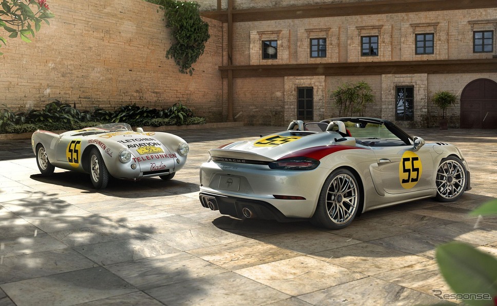 ポルシェ『718スパイダーRS』の「パナメリカーナ・スペシャル」(右)と550スパイダー《photo by Porsche》