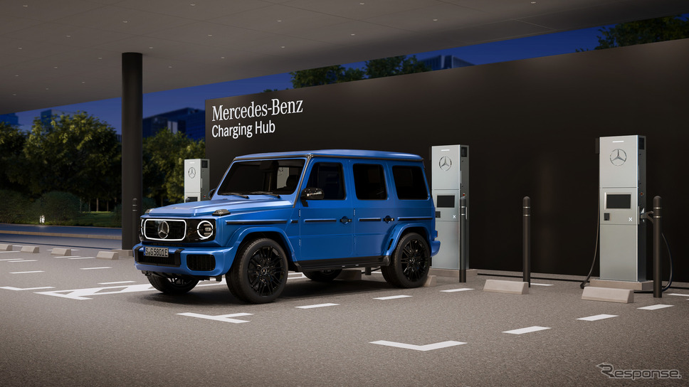 メルセデスベンツ・チャージングハブとGクラスのEV《写真提供 パワーエックス》