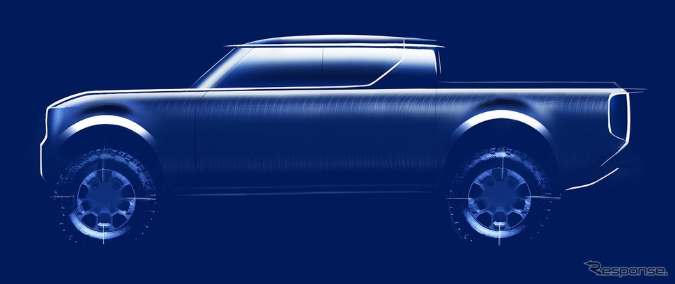 フォルクスワーゲングループが米国で復活させるオフロード車ブランド「スカウト」の電動ピックアップトラックのスケッチ《photo by VW》