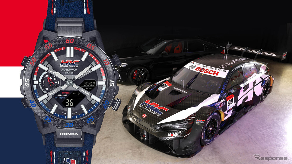 カシオ『EDIFICE』のHRCコラボモデル、 Honda Racing Collaboration Model『ECB-2000HR』《写真提供 カシオ計算機》