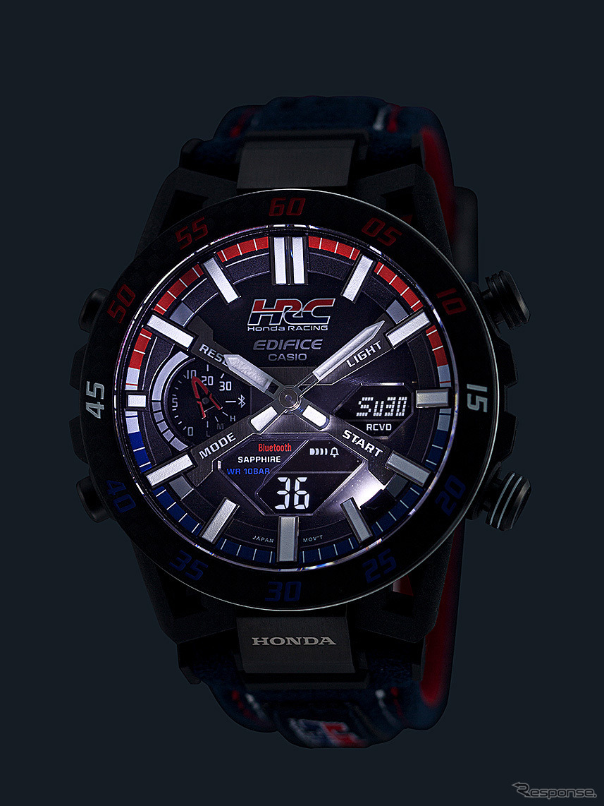 カシオ『EDIFICE』のHRCコラボモデル、 Honda Racing Collaboration Model『ECB-2000HR』《写真提供 カシオ計算機》