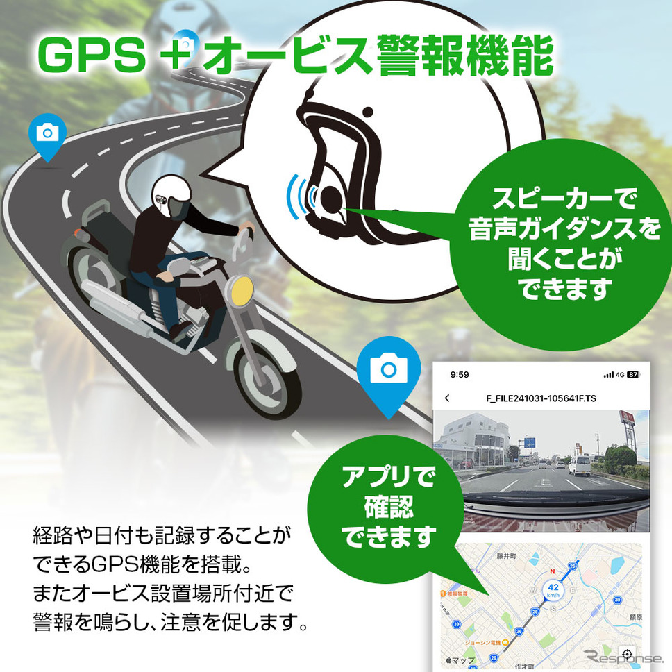 GPSを搭載したヘルメット取付タイプの前後ドライブレコーダー「MF-BDVR001G」《写真提供 昌騰》