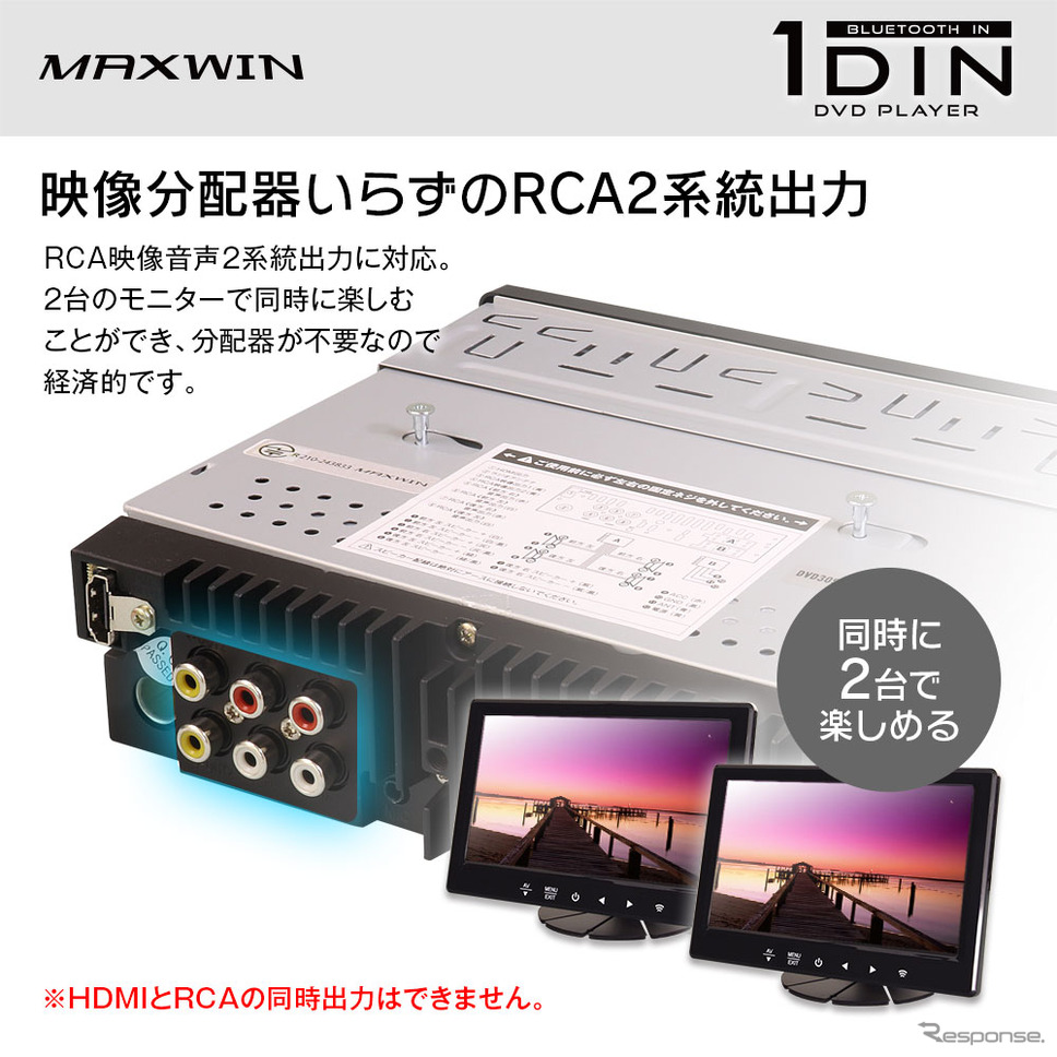 MAXWINのHDMI映像出力対応・1DINサイズ多機能DVDプレーヤー「DVD309」《写真提供 昌騰》