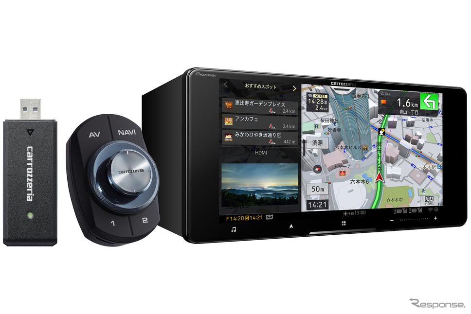 カロッツェリア・サイバーナビ 7V型HD/TV/DVD/CD/Bluetooth/USB/SD/チューナー・AV一体型メモリーナビゲーション ネットワークスティックセット AVIC-CW91IV-DCPhoto by カロッツェリア