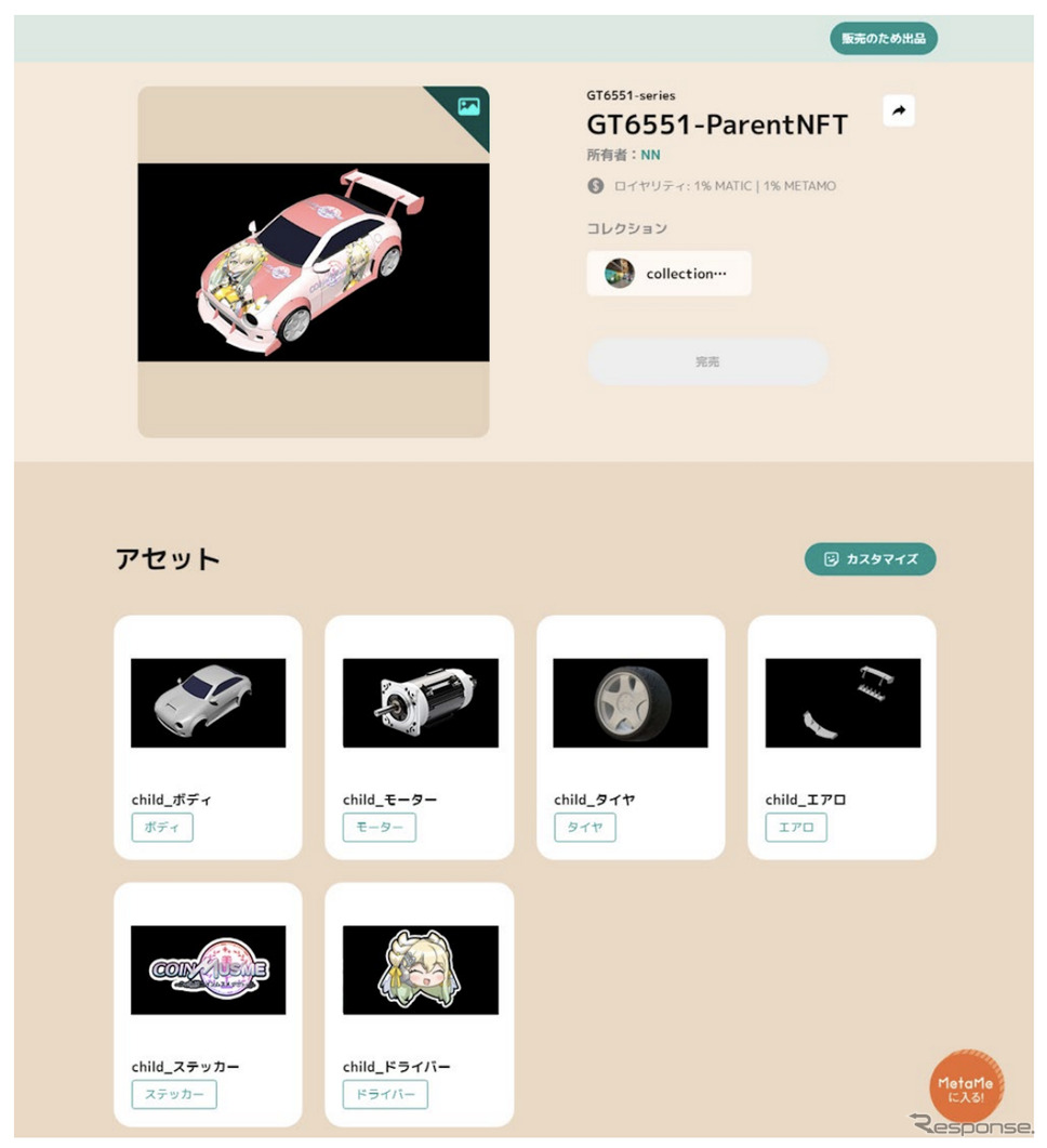 部品NFTのイメージ《写真提供 NTTドコモ》