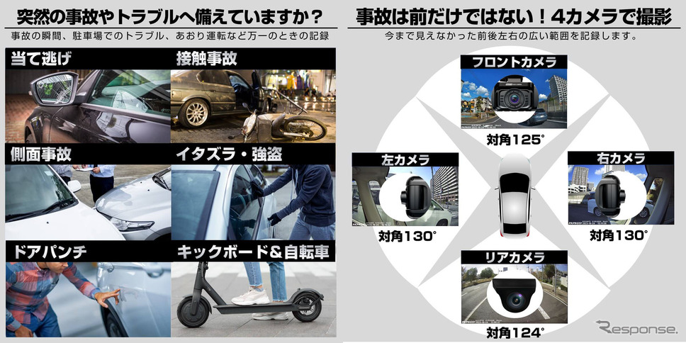 防水リアカメラ対応4カメラドライブレコーダー「GoSafe 640GE」《写真提供 PAPAGO JAPAN》