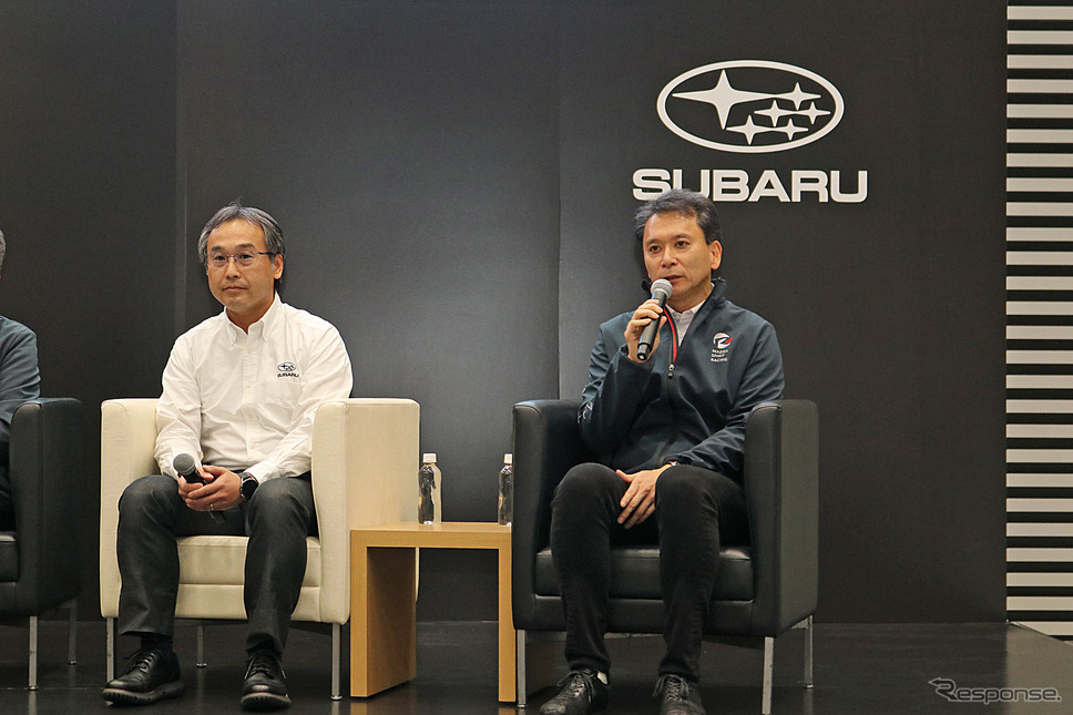 SUBAR 航空宇宙カンパニー 基板技術部 関根尚之氏、マツダ ブランド体験推進本部 ファクトリーモータースポーツ推進部 上杉康範氏《写真撮影 土田康弘》