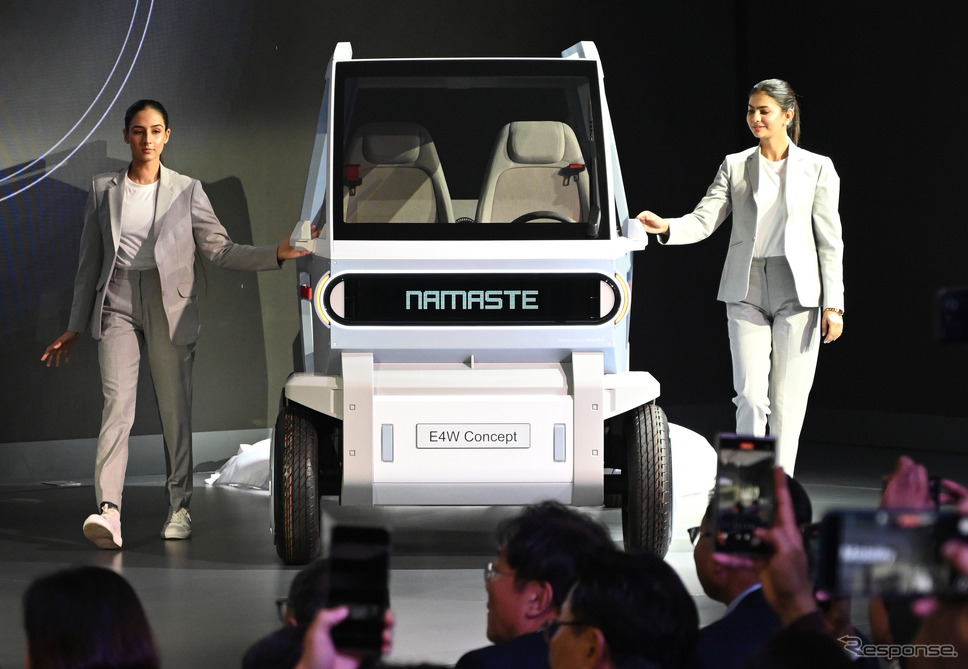 ヒョンデの小型電動四輪車のコンセプトモデルE4W(バーラト・モビリティ・グローバルエキスポ2025)《Photo by Sonu Mehta/Hindustan Times/ゲッティイメージズ》