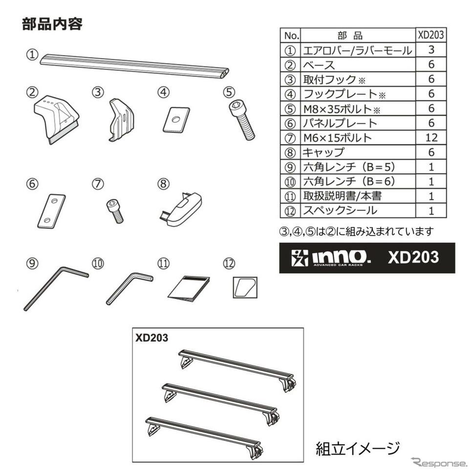 XD203 ドリップエアロベースセット ハイエース用 3本《写真提供 カーメイト》