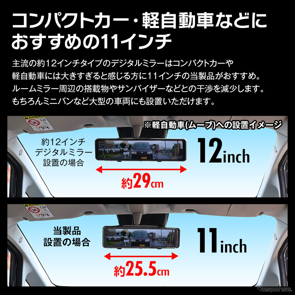 コンパクトカー・Kカー向け、コスパ抜群のドラレコ機能付きデジタルインナーミラーを発売、MAXWIN《画像提供 昌騰》