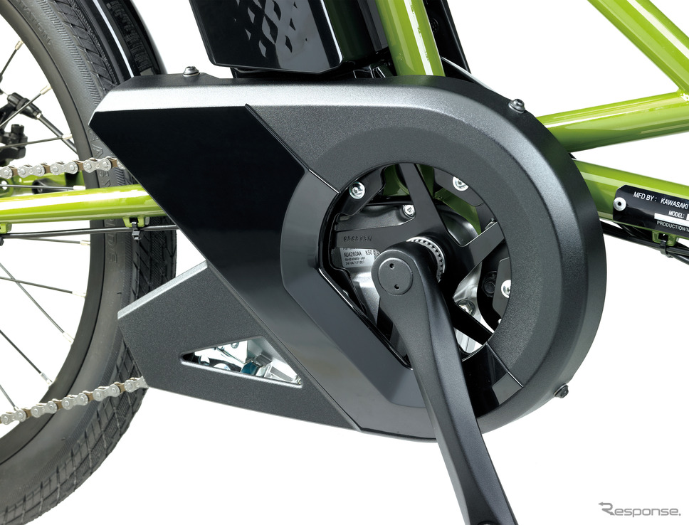 高い信頼性を誇るパナソニック サイクルテック社製自転車用電動アシストユニットの採用《写真提供 カワサキモータースジャパン》