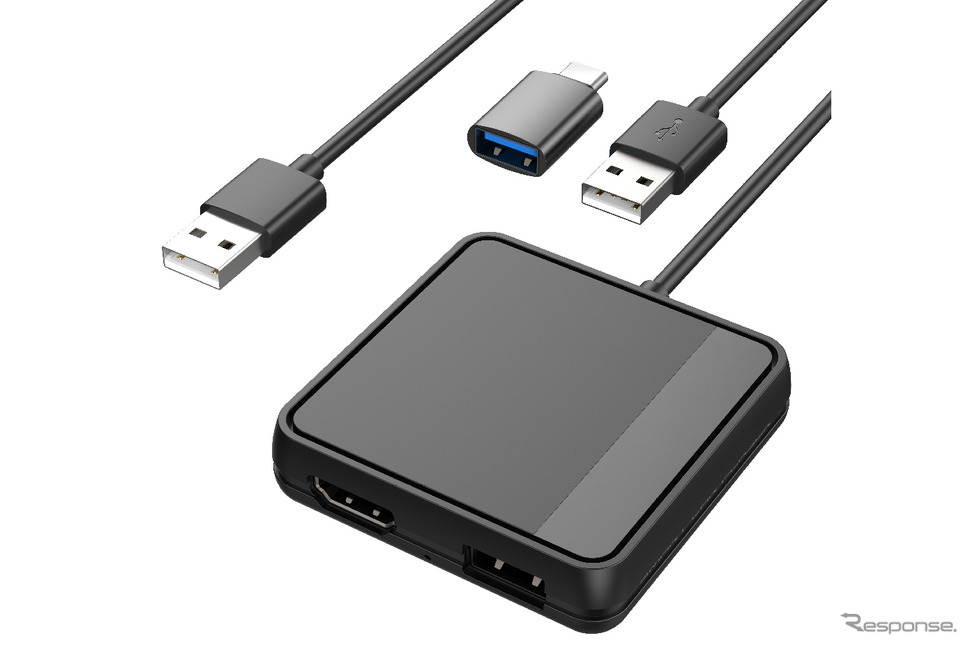 「CarPlay接続」に対応するメインユニットのUSB端子をHDMI入力端子へと変換できるアダプター(カシムラ・Smart Car Player Input)。Photo by カシム