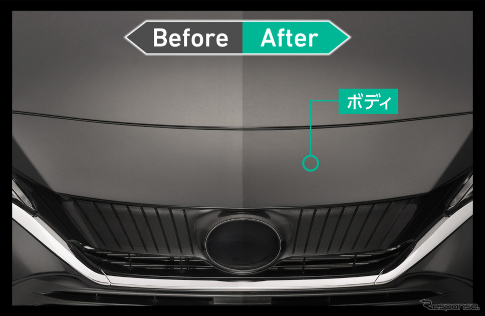 左:未施工、右:本製品を施工済み《写真提供 カーメイト》