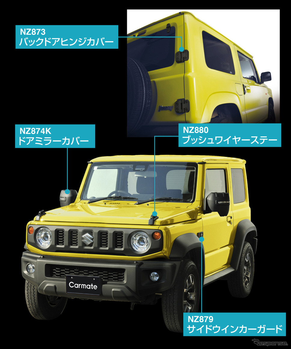 カーメイトのジムニー専用ドアミラーカバー《写真提供 カーメイト》