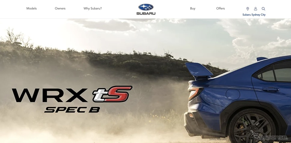 スバル WRX AWD tS Spec Bを紹介するスバルオーストラリアのサイト《photo by SUBARU》