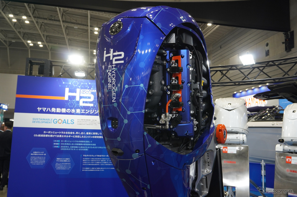 ヤマハ発動機はボート用の水素エンジンも参考出品《写真撮影 宮崎壮人》