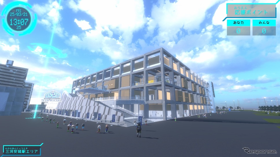 アイシンが仮想空間プラットフォーム(メタバース)を用いて安城市に建設中の新アリーナを体験できるブースを出展《写真提供 アイシン》