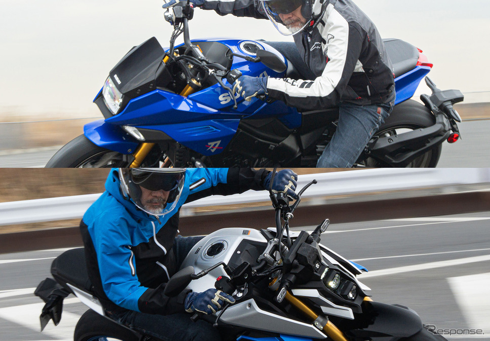 スズキ カタナ(上)とGSX-S1000(下)兄弟車徹底比較!《写真撮影 望月勇輝》