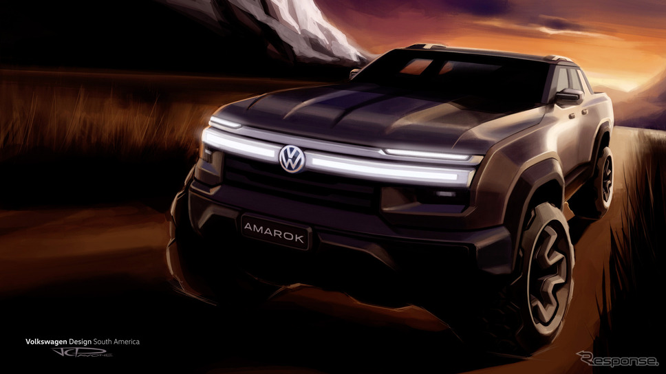 VW『アマロック』新型のティザースケッチ《photo by VW》