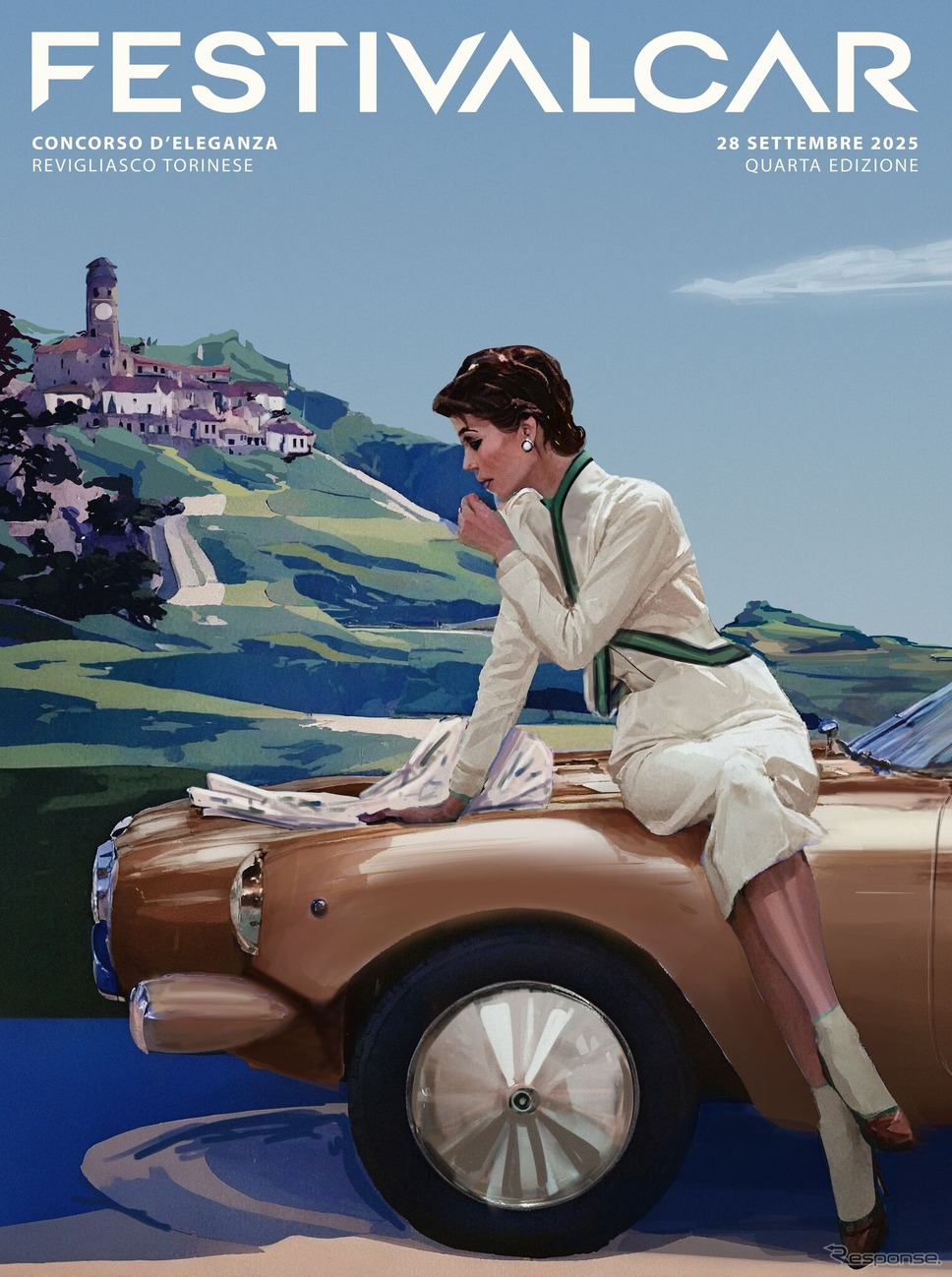 ランチア『フラミニア・ロレイモ』が9月にイタリアで開催される第4回「フェスティバルカー・コンコルソ・デレガンツァ」のポスターに《photo by Lancia》