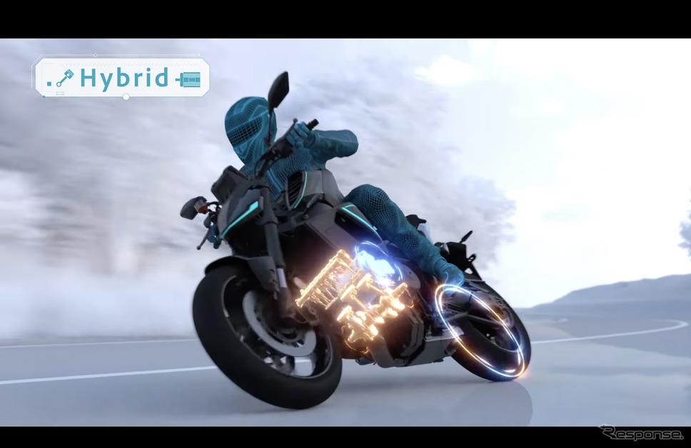 電動技術への新たな挑戦(2)として公開されたヤマハの大型バイク向けプラグインハイブリッド技術《ヤマハ発動機公式チャンネルより》