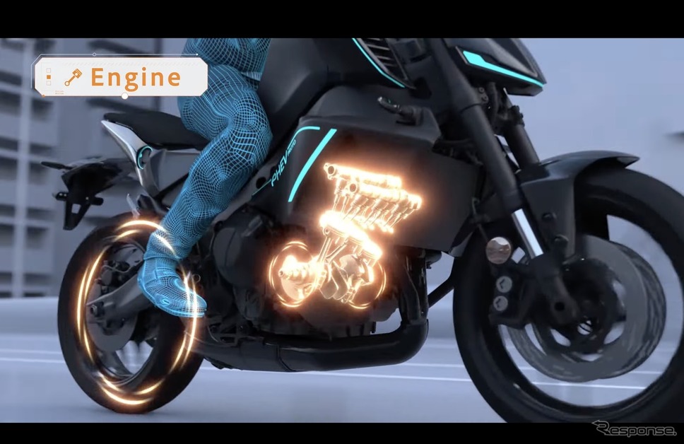 電動技術への新たな挑戦(2)として公開されたヤマハの大型バイク向けプラグインハイブリッド技術《ヤマハ発動機公式チャンネルより》