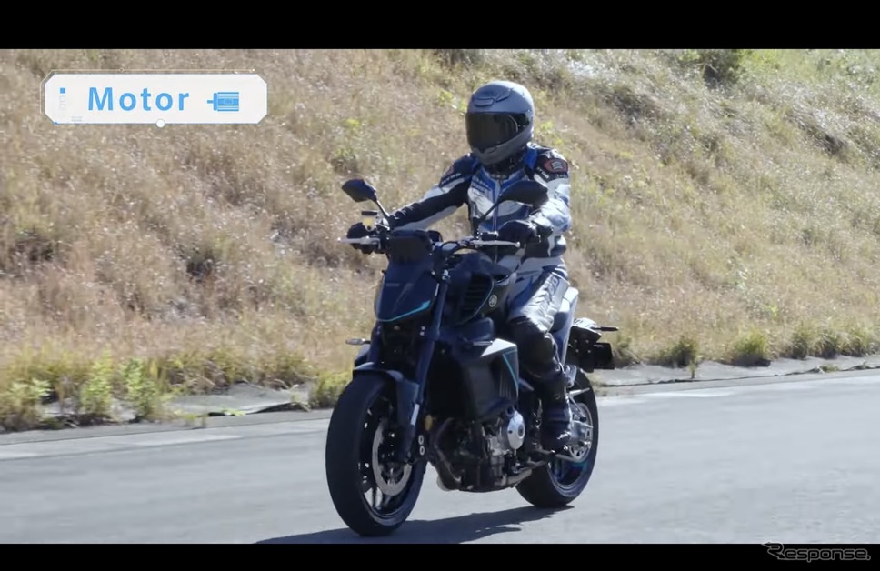 電動技術への新たな挑戦(2)として公開されたヤマハの大型バイク向けプラグインハイブリッド技術《ヤマハ発動機公式チャンネルより》