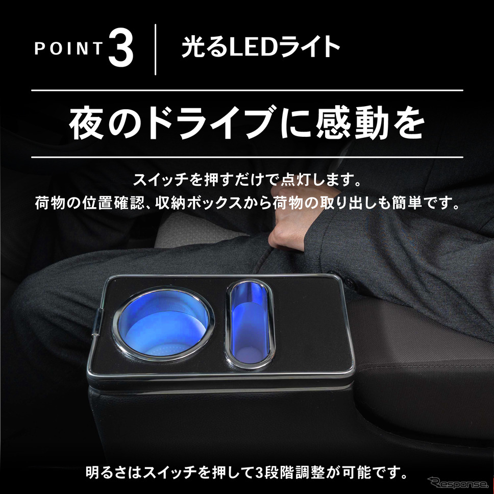 シートの隙間に入れ込むだけで収納と電源をカンタンに増設、クラフトワークスから『デリカミニ』系列車専用コンソールボックス登場《写真提供 Fun Standard》