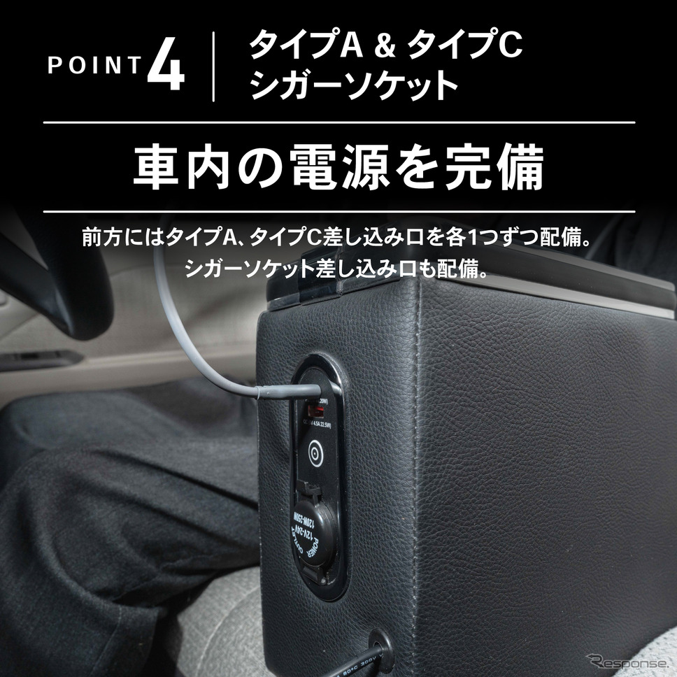 シートの隙間に入れ込むだけで収納と電源をカンタンに増設、クラフトワークスから『デリカミニ』系列車専用コンソールボックス登場《写真提供 Fun Standard》