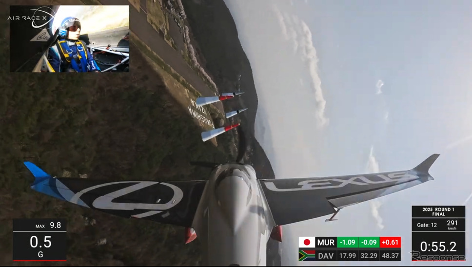 「ファイナルストレート」で室屋選手はタイムが伸びず、2位となった《写真提供 AIRRACE X》