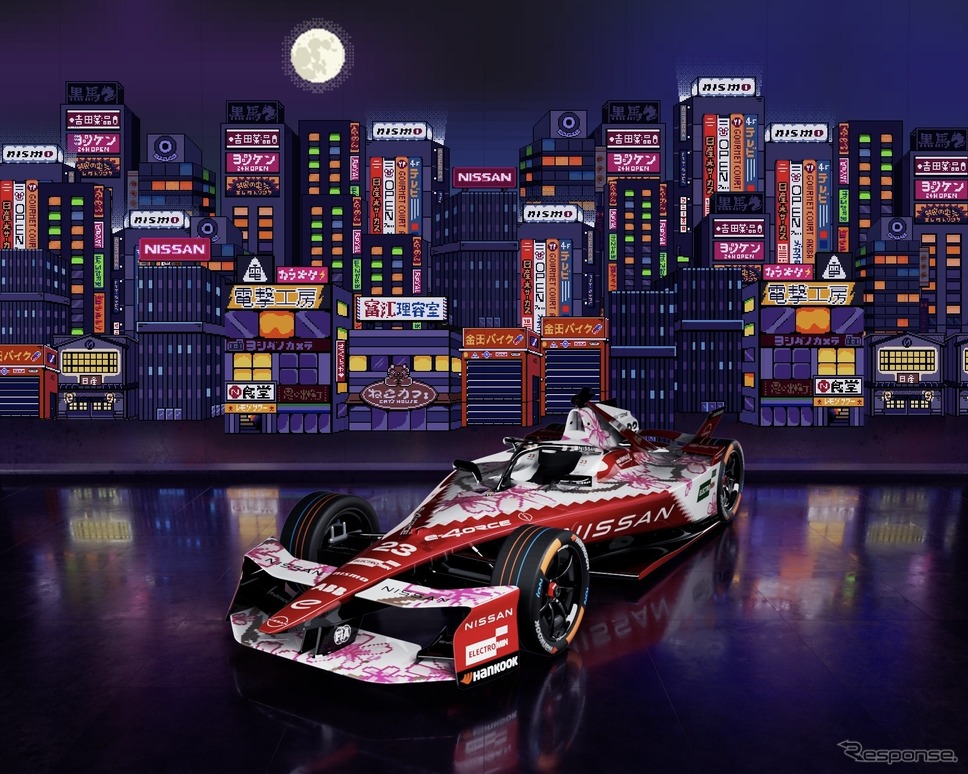 桜デザイン（リバリー）の東京E-Prix用日産フォーミュラEマシン《写真提供 日産自動車》