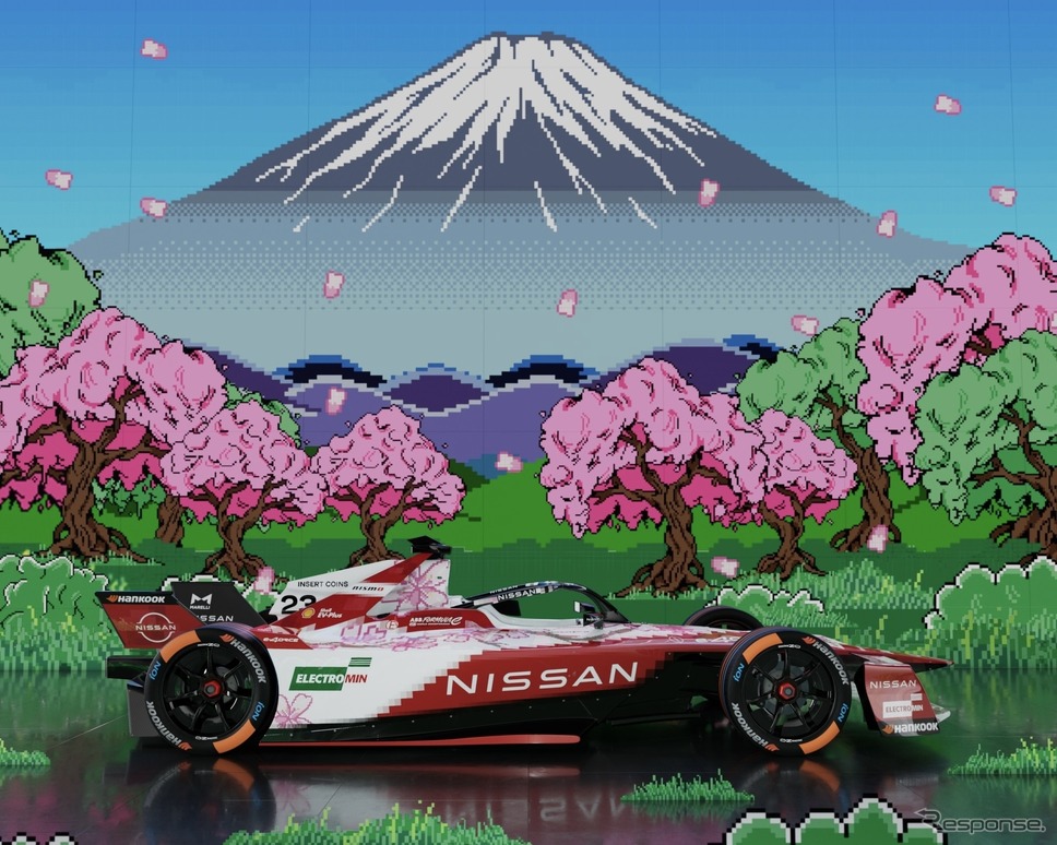 桜デザイン（リバリー）の東京E-Prix用日産フォーミュラEマシン《写真提供 日産自動車》
