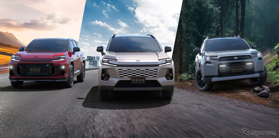 トヨタ RAV4 新型、左からGR SPORT、CORE、Adventure《写真提供 トヨタ自動車》
