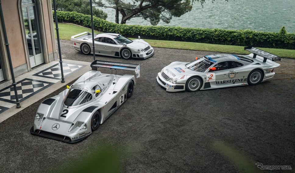 手前からメルセデスベンツ『C11』、『CLK GTR』、『CLK GTRクーペ』《photo by mercedes-benz》