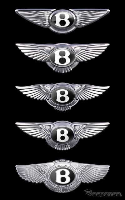 ベントレー「ウィングドB」エンブレムの変遷。最上段が最新《photo by Bentley》