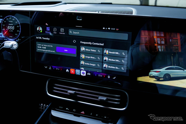 新型『CLA』から導入される最新の「MB.OS」には、Meetings for Teamsアプリ搭載《photo by Mercedes-Benz》