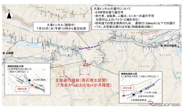 大滝トンネルの通行について《画像提供 埼玉県》