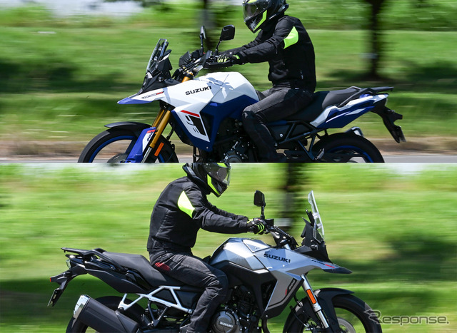 スズキ Vストローム800DE（上）とVストローム800（下）《写真撮影 中野英幸》