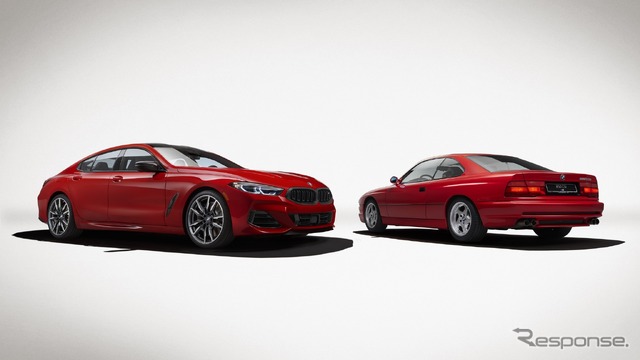 BMW M850i エディション M ヘリテージ（左）と初代8シリーズ《photo by BMW》